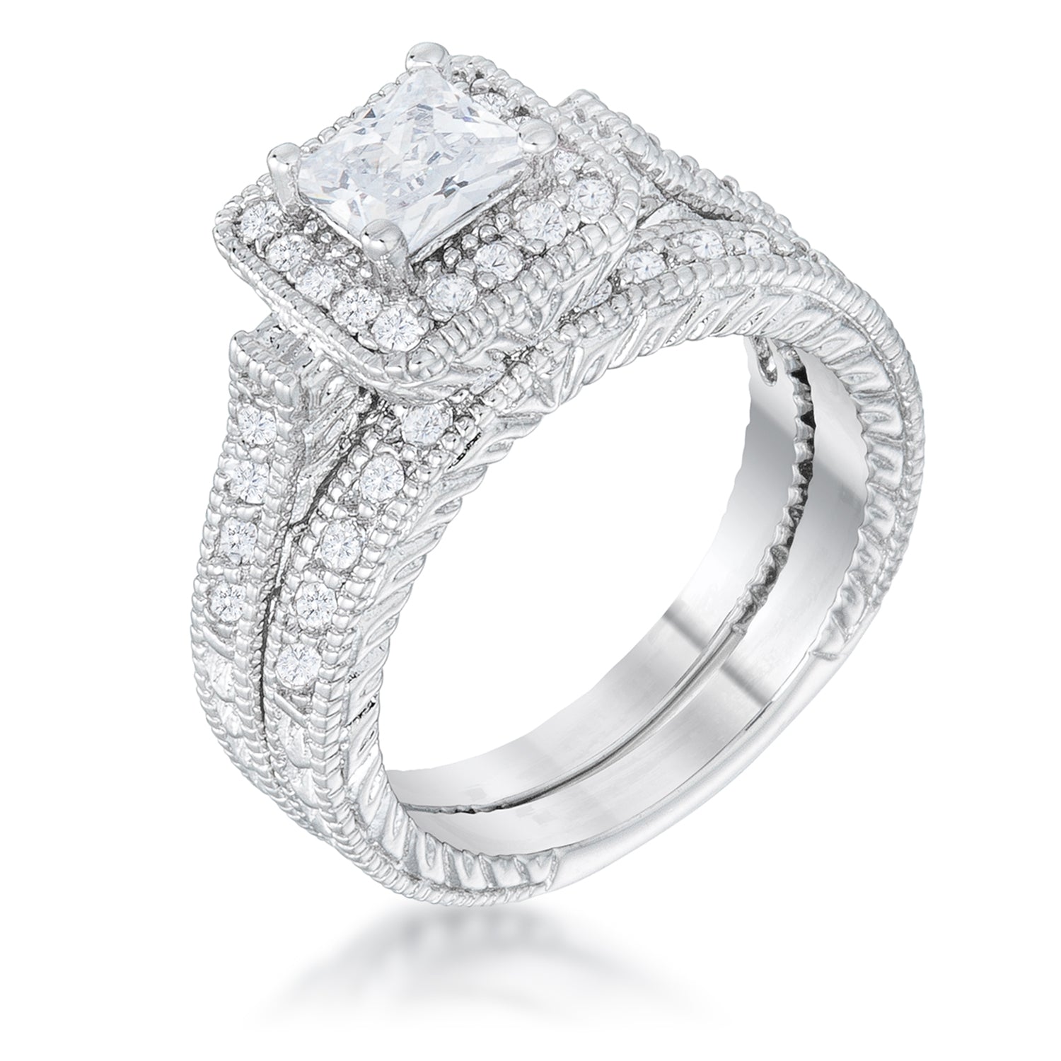 Art Deco Princess Cut Bridal Set – GemsbyAva.com Art Deco Princess Cut Bridal Set – GemsbyAva.com