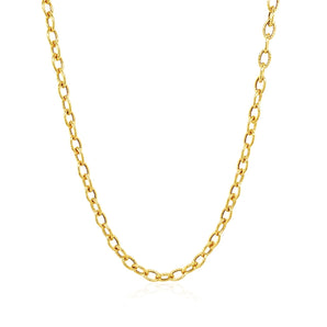 14k Yellow Gold Pendant Chain with Textured Links (3.30 mm)