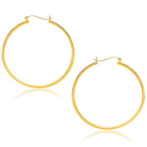 14k Yellow Gold Polished Hoop Earrings (1.5x40mm)