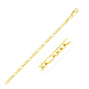 14k Yellow Gold Solid Figaro Bracelet (3.00 mm)
