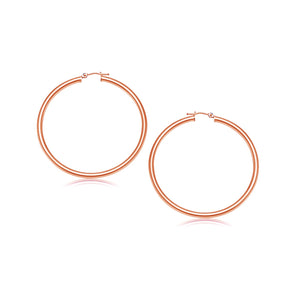 14k Rose Gold Polished Hoop Earrings (3x25mm)
