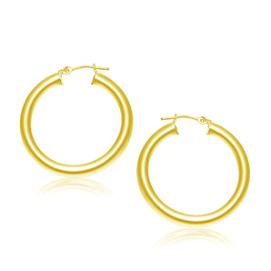 14k Yellow Gold Polished Hoop Earrings (4x30 mm)