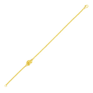 14k Yellow Gold Chain Bracelet with Polished Knot (7.50 mm)