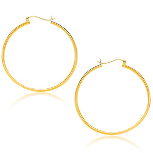 10k Yellow Gold Polished Hoop Earrings (1.5x40mm)