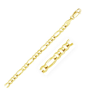 10K Yellow Gold Solid Figaro Chain (4.50 mm)