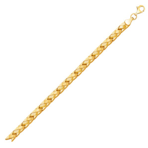 14k Yellow Gold Fancy Basket Weave Line Bracelet (4.85 mm)