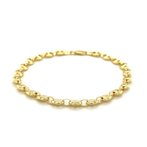 14k Yellow Gold Puffed Mariner Link Bracelet (4.70 mm)