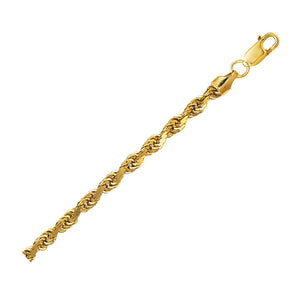 10K Yellow Gold Lite Hollow Diamond Cut Rope Chain (4.00 mm)