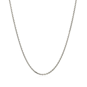 14k White Gold Diamond Cut Cable Link Chain (1.30 mm)