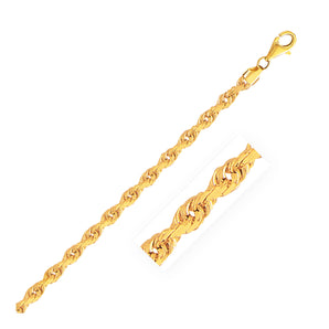 14k Yellow Gold Solid Diamond Cut Rope Bracelet (4.00 mm)