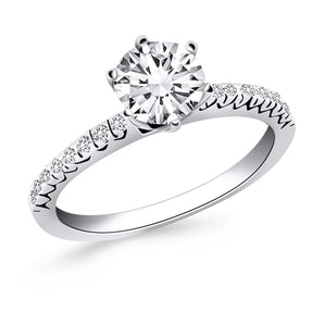 14k White Gold Engagement Ring Mounting with Fishtail Diamond Accents