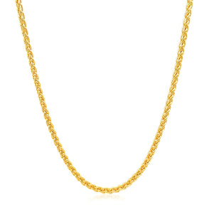 2.1mm 14k Yellow Gold Round Wheat Chain