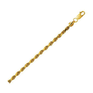 10K Yellow Gold Lite Hollow Diamond Cut Rope Chain (3.20 mm)