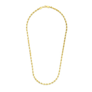 14k Yellow Gold Solid Diamond Cut Rope Chain (3.50 mm)