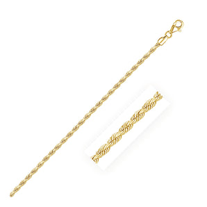 14k Yellow Gold Solid Diamond Cut Rope Chain (2.50 mm)