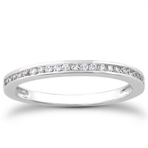 14k White Gold Slender Channel Set Diamond Wedding Ring Band Set 1/2 Around