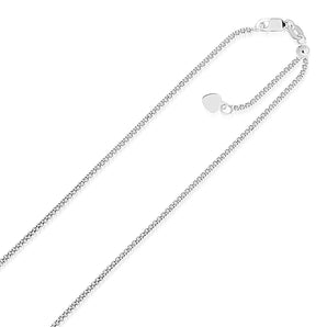 14k White Gold Adjustable Popcorn Chain (1.00 mm)