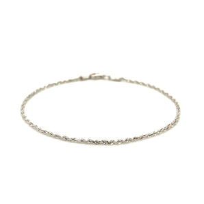 14k White Gold Solid Diamond Cut Rope Bracelet (1.60 mm)