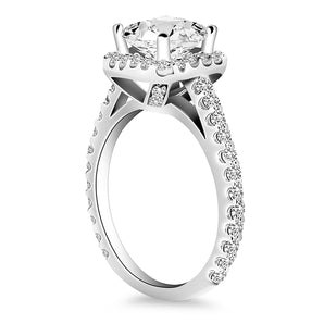 14k White Gold Princess Diamond Halo Cathedral Engagement Ring Mounting