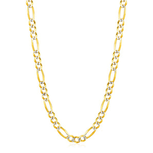 14K Yellow Gold Solid Pave Figaro Chain (5.90 mm)