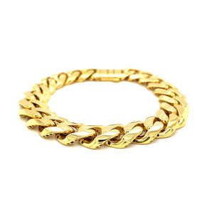 14k Yellow Gold 8 1/2 inch Wide Polished Curb Chain Bracelet (13.50 mm)