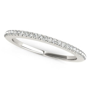 14k White Gold Pave Scallop Setting Diamond Wedding Band (1/8 cttw)