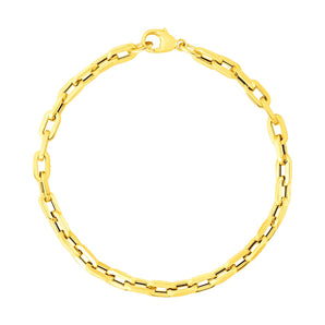 14k Yellow Gold Paperclip Chain Bracelet with Three Diamond Links (4.20 mm)