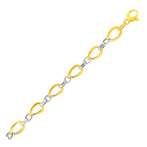 Twisted Oval Chain Bracelet in 14k Two Tone Gold (7.40 mm)