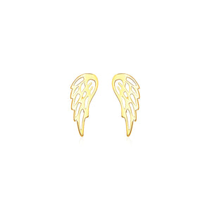 14k Yellow Gold Polished Wing Post Earrings