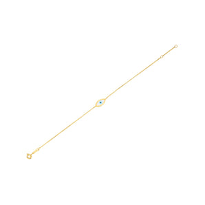 14k Yellow Gold MOP Evil Eye Bracelet