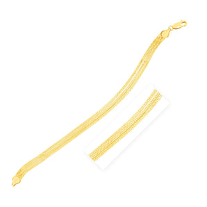 14k Yellow Gold 7 inch Three Strand Herringbone Chain Bracelet (1.80 mm)