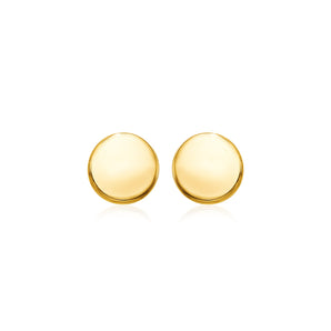 14k Yellow Gold Polished Round Post Earrings