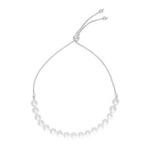 14k White Gold Adjustable Friendship Bracelet with Pearls