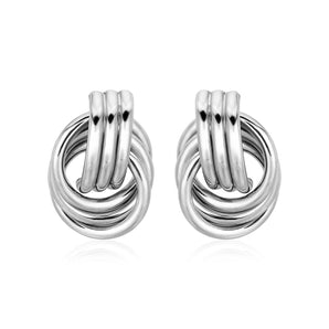 Polished Love Knot Earrings with Interlocking Rings in Sterling Silver