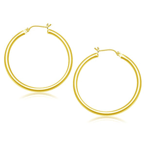 10k Yellow Gold Polished Hoop Earrings (40 mm)