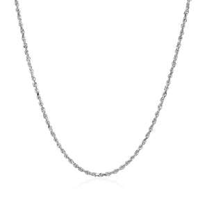 10k White Gold Solid Diamond Cut Rope Chain 1.4mm