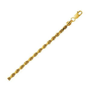 14K Yellow Gold Hollow Diamond Cut Rope Chain (3.20 mm)