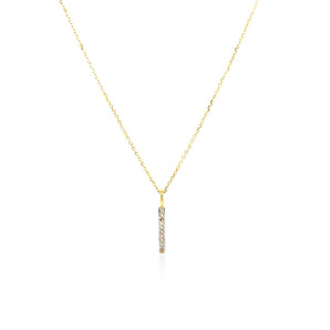 14k Yellow Gold Bar Pendant with Diamonds