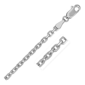 18k White Gold Diamond Cut Cable Link Chain (2.60 mm)