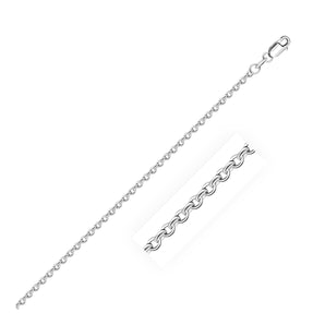 18k White Gold Diamond Cut Cable Link Chain (1.90 mm)