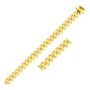 14k Yellow Gold Classic Miami Cuban Solid Bracelet (8.20 mm)