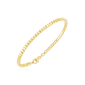 14k Yellow Gold High Polish Bead Cuff Bangle