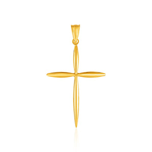 14k Yellow Gold Rounded and Pointed Cross Pendant