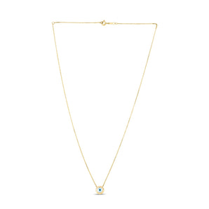 14k Yellow Gold MOP Evil Eye Necklace