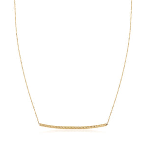 14k Yellow Gold Thin Textured Bar Necklace