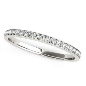 14k White Gold Prong Setting Round Diamond Wedding Band (1/5 cttw)