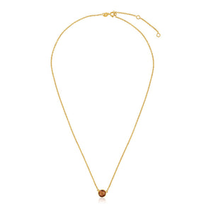 14k Yellow Gold 17 inch Necklace with Round Citrine