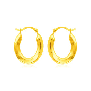 14k Yellow Gold Polished Oval Hoop Earrings