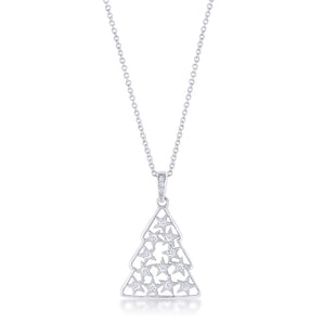 .2 ct CZ Rhodium Christmas Tree Pave Holiday Pendant