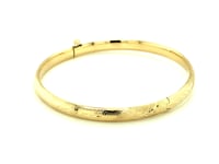 14k Yellow Gold Dome Style Children's Bangle with Diamond Cuts